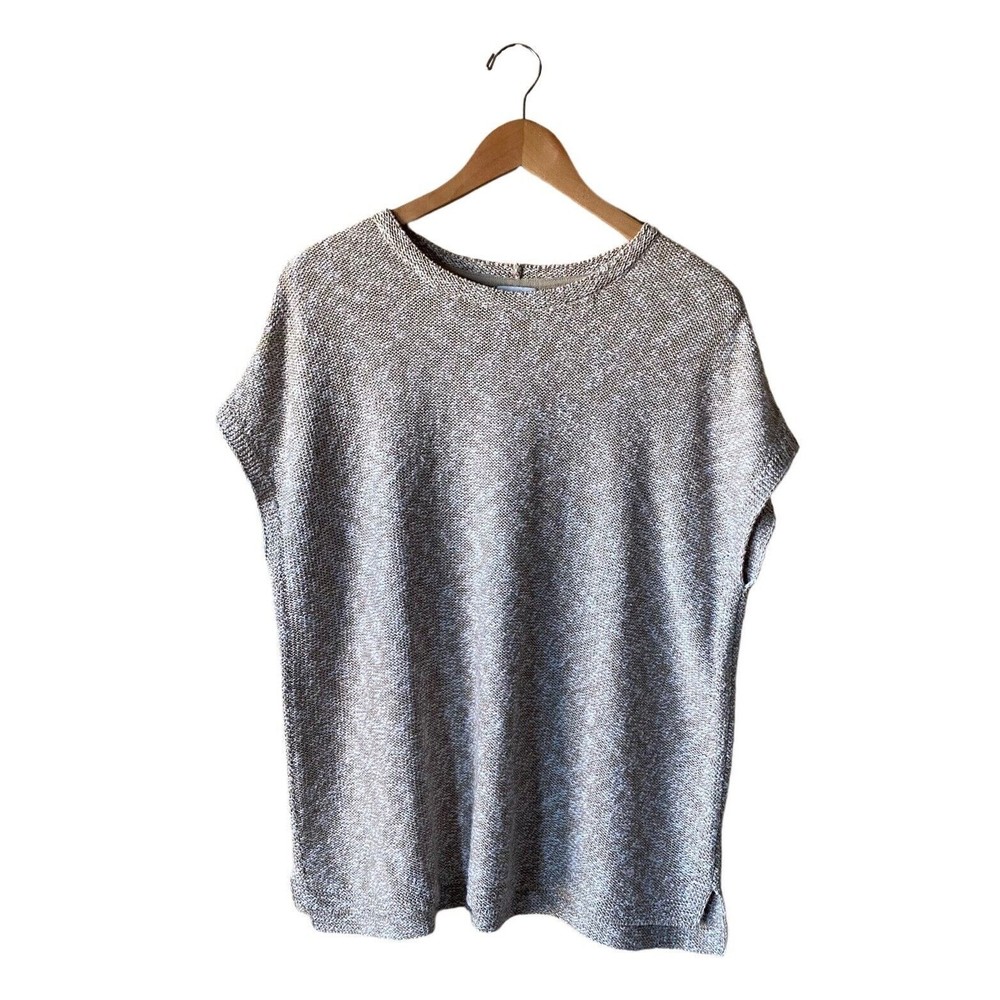 J. Jill Short Sleeved Oatmeal Color Pullover Sweater | Cotton Blend | Sz Medium